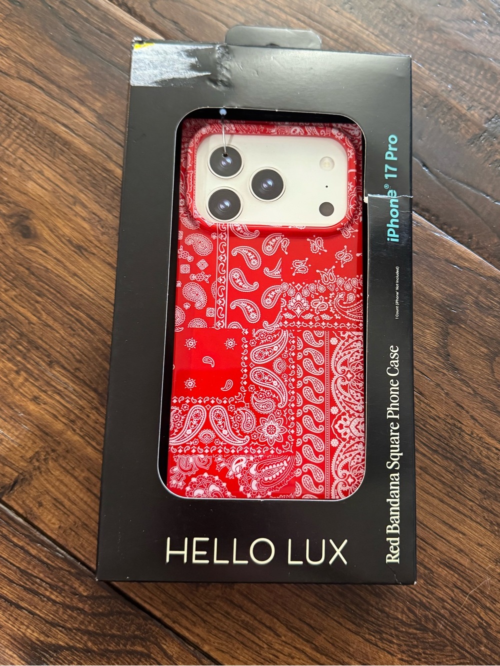 NWT Hello Lux Red Bandana Square Phone Case for iPhone 17 Pro